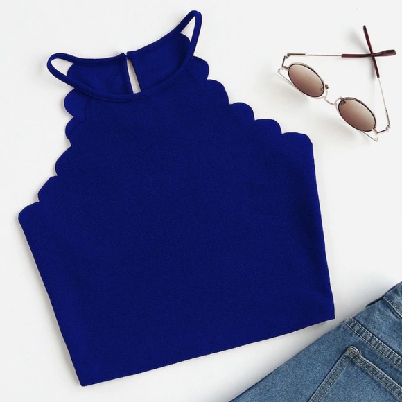 Scalloped Crop Tank - Picture 1 of 2